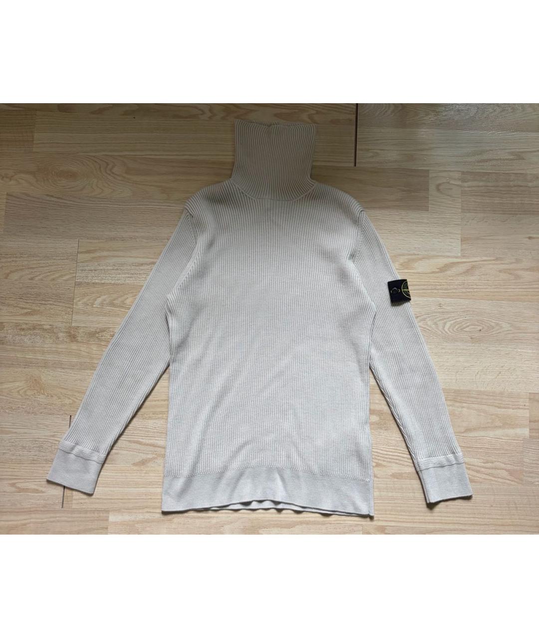 STONE ISLAND Бежевая шерстяная водолазка, фото 9
