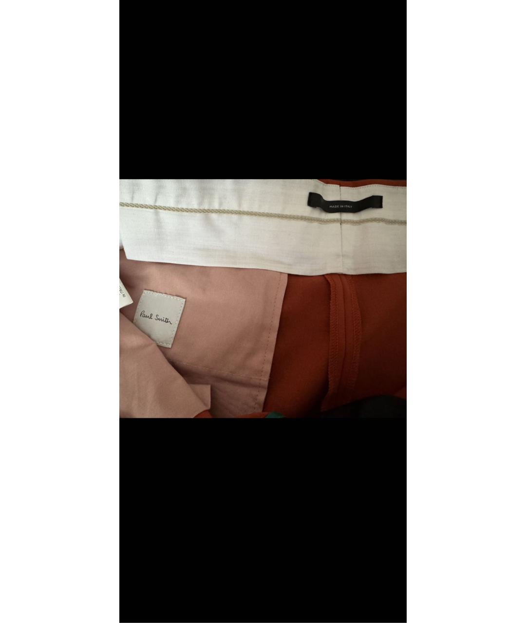 PAUL SMITH Коричневые шерстяные брюки широкие, фото 4
