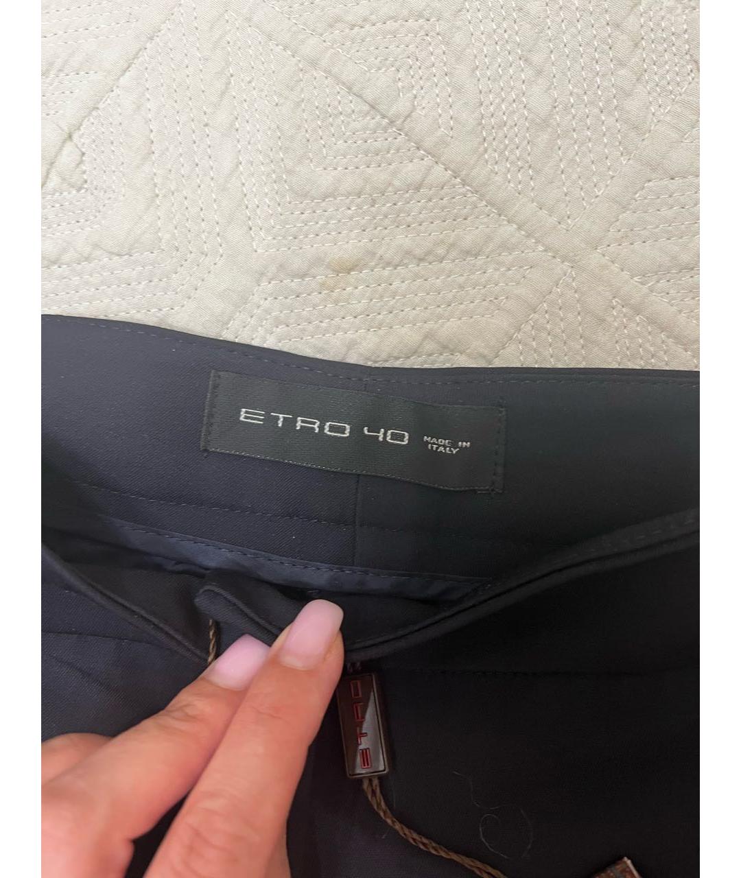 ETRO Темно-синие вискозные брюки узкие, фото 3