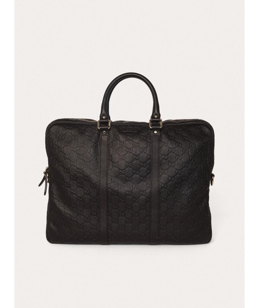 GUCCI Черный кожаный портфель, фото 9