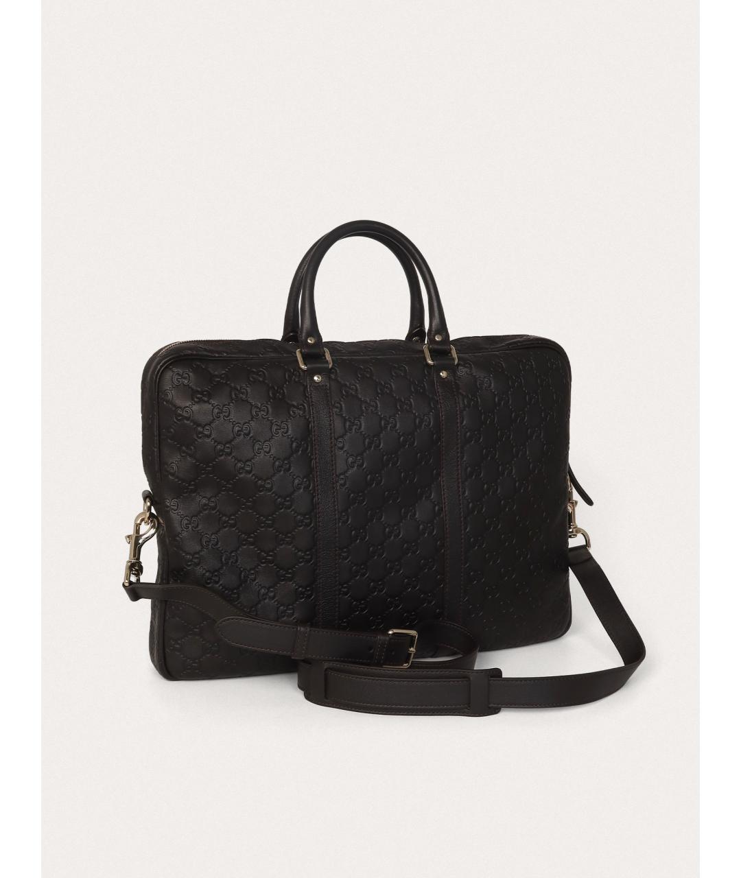 GUCCI Черный кожаный портфель, фото 3