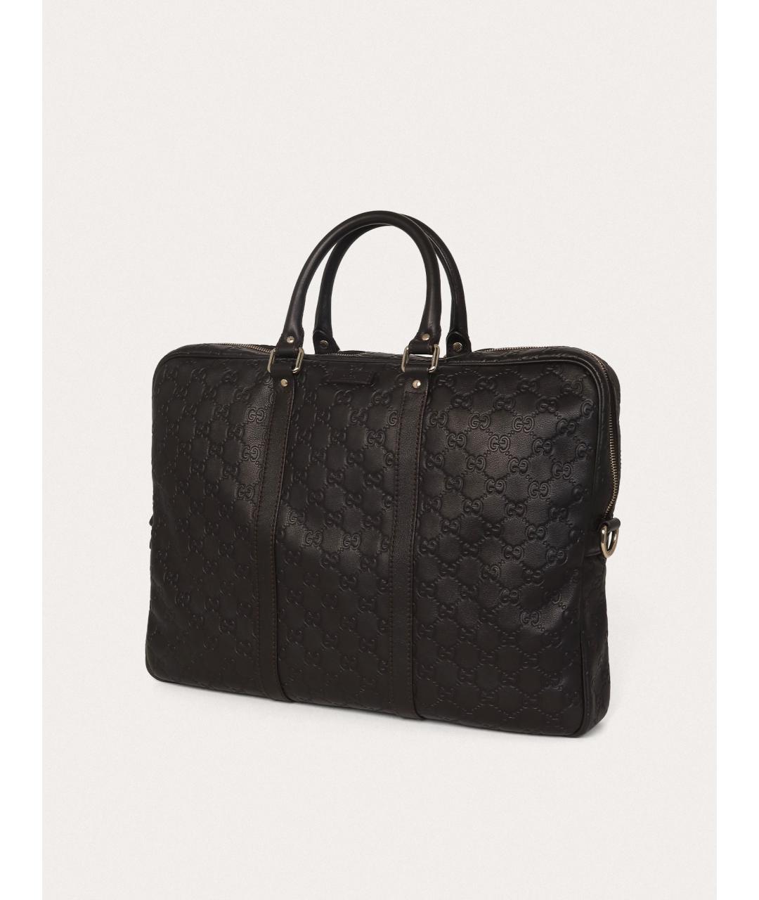 GUCCI Черный кожаный портфель, фото 2