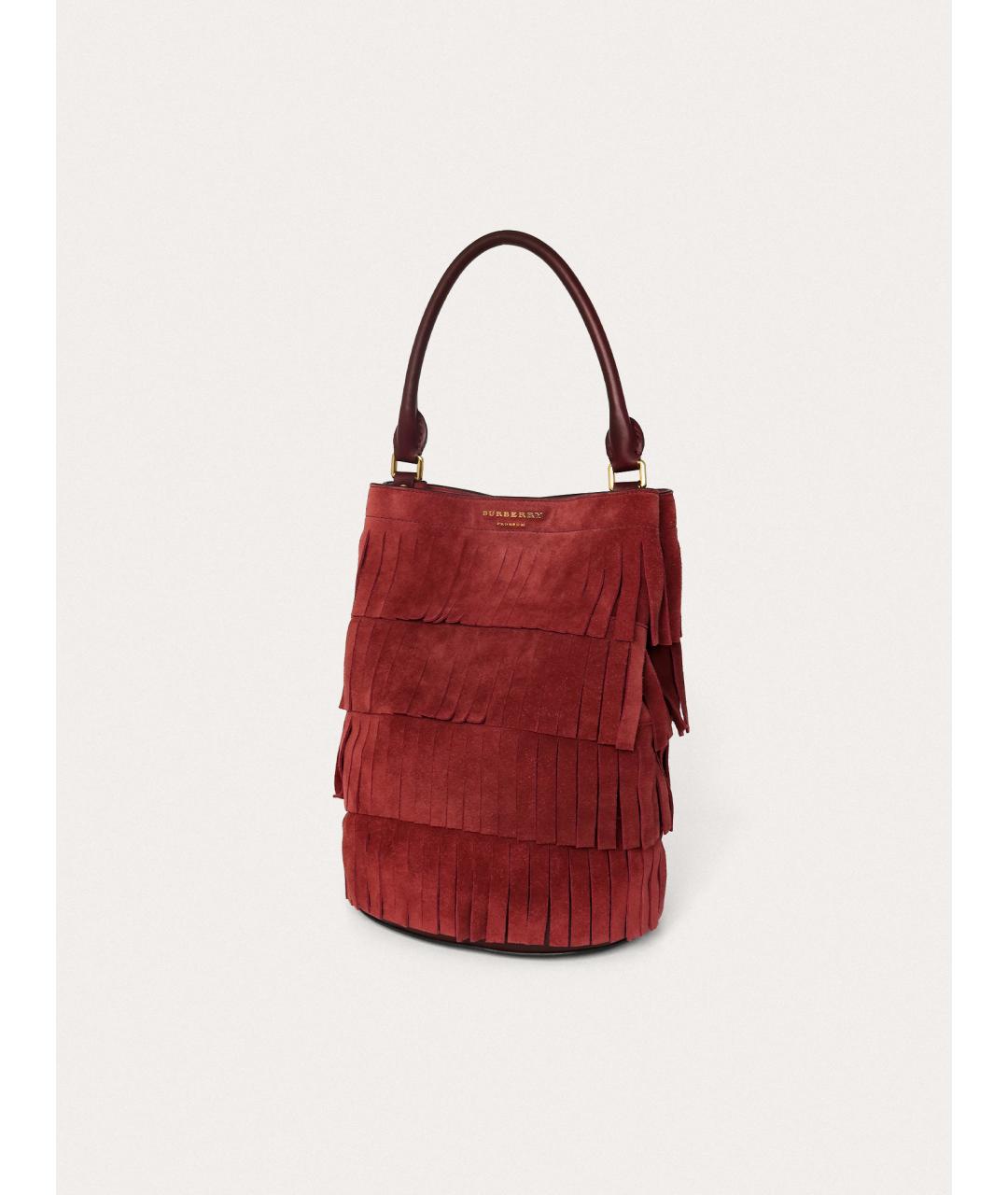 BURBERRY Бордовая кожаная сумка с короткими ручками, фото 2