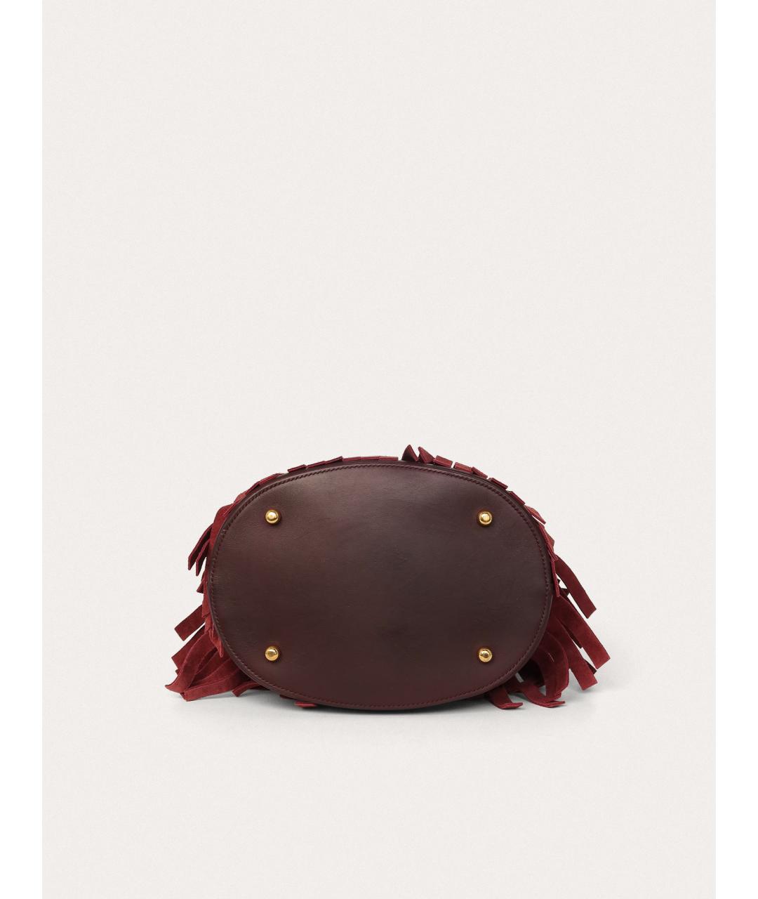 BURBERRY Бордовая кожаная сумка с короткими ручками, фото 4