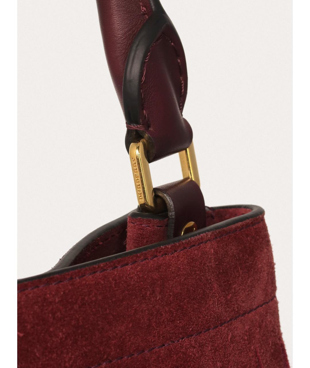 BURBERRY Бордовая кожаная сумка с короткими ручками, фото 5