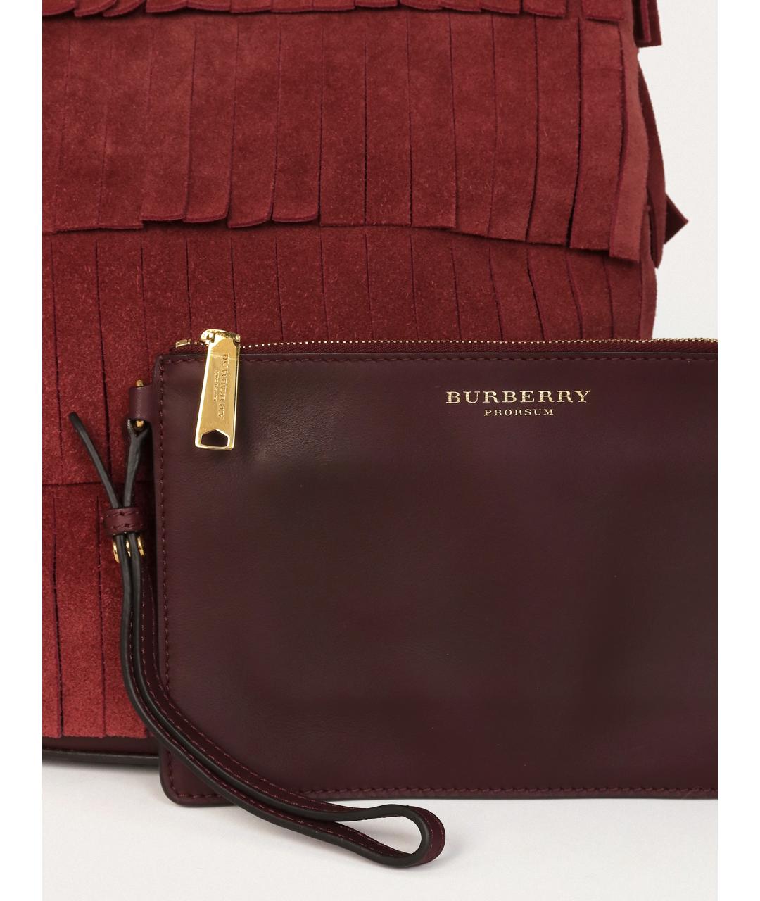 BURBERRY Бордовая кожаная сумка с короткими ручками, фото 6
