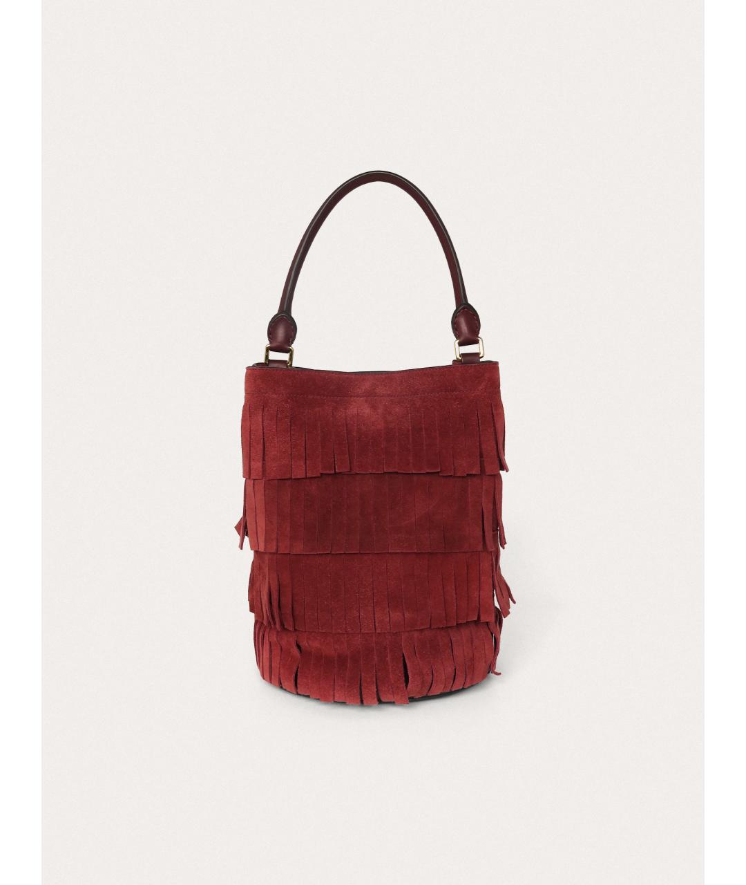 BURBERRY Бордовая кожаная сумка с короткими ручками, фото 3