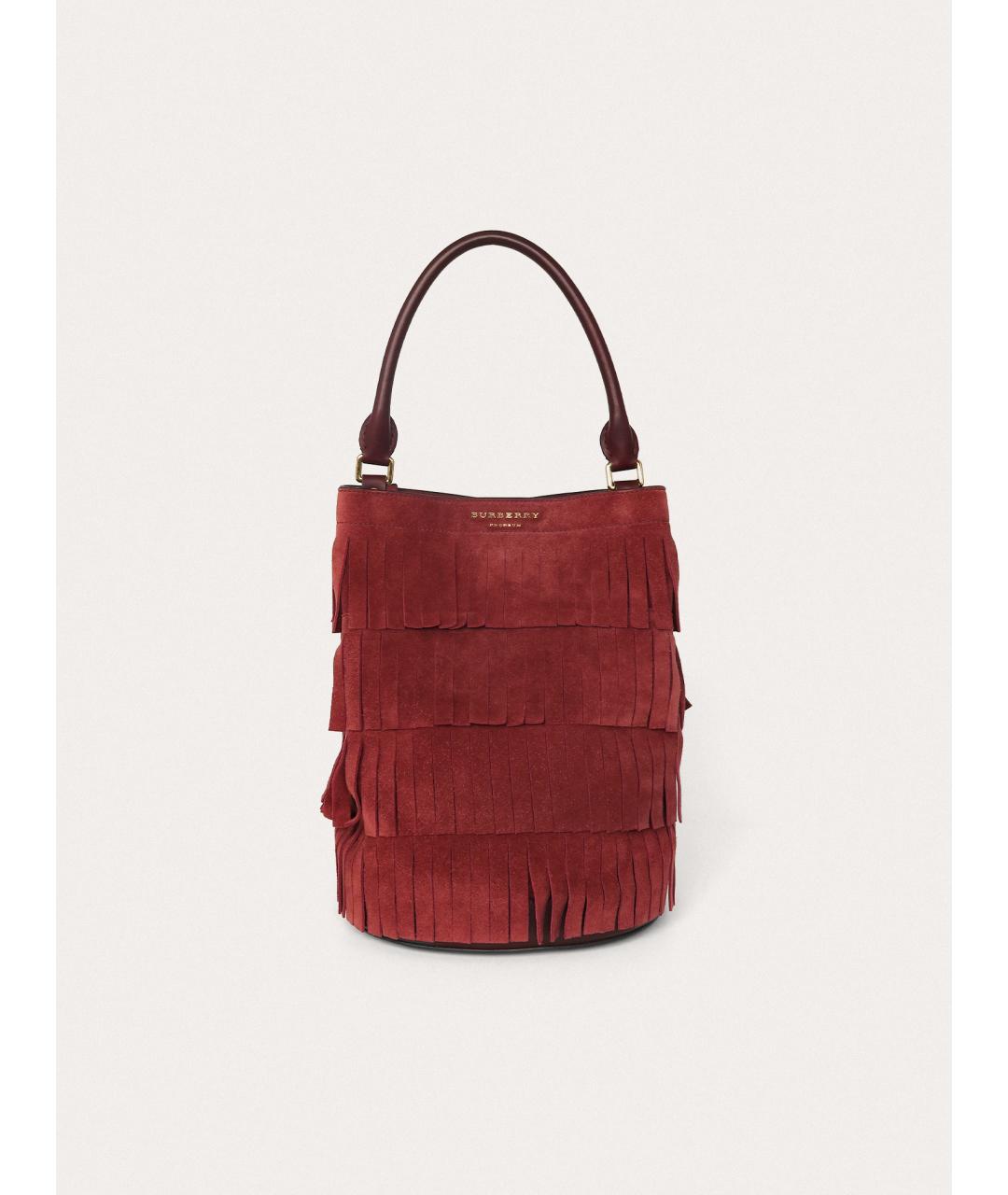BURBERRY Бордовая кожаная сумка с короткими ручками, фото 9