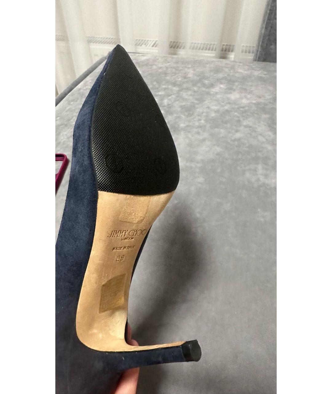 JIMMY CHOO Темно-синие замшевые туфли, фото 5