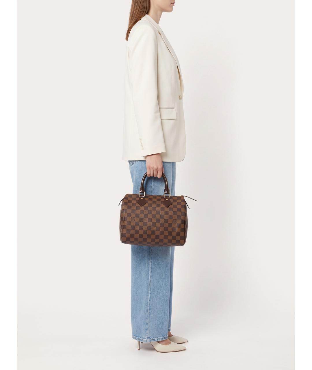 LOUIS VUITTON Коричневая кожаная сумка с короткими ручками, фото 8