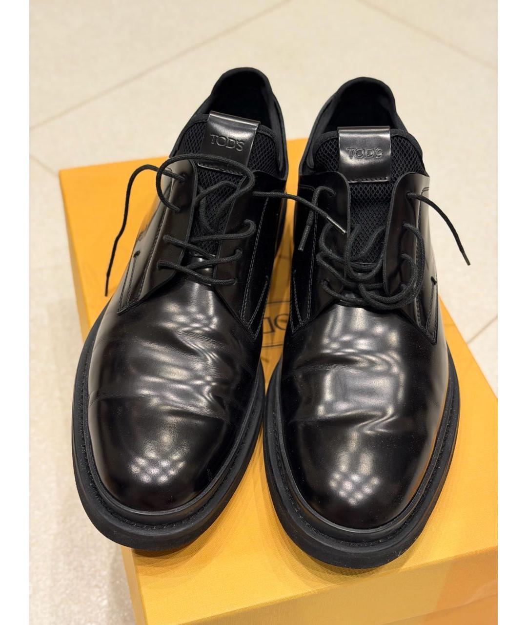 TOD'S Черные кожаные низкие ботинки, фото 2