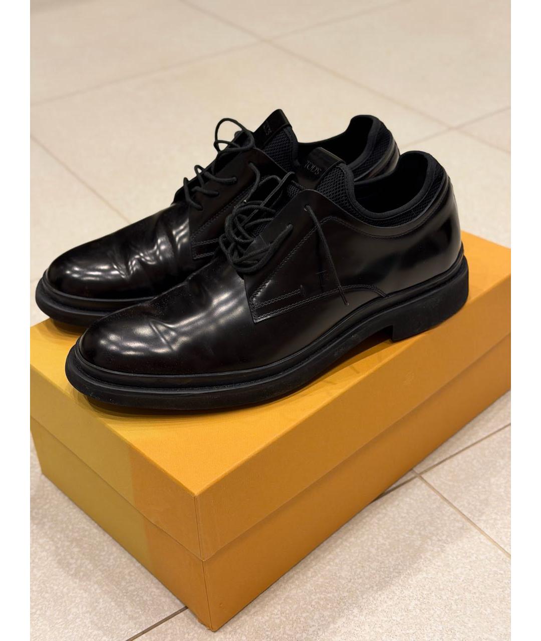 TOD'S Черные кожаные низкие ботинки, фото 5