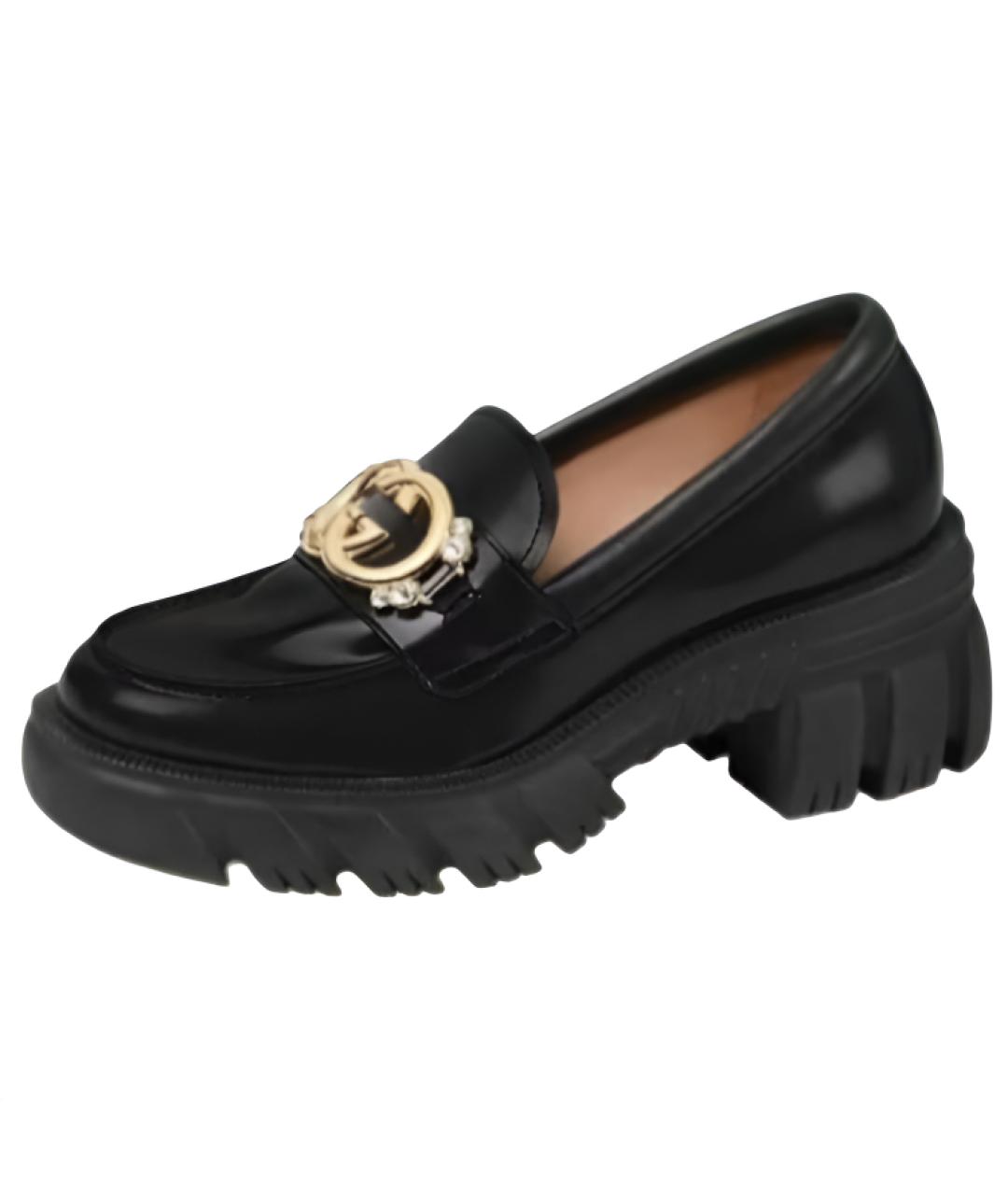GUCCI Черные кожаные лоферы, фото 6