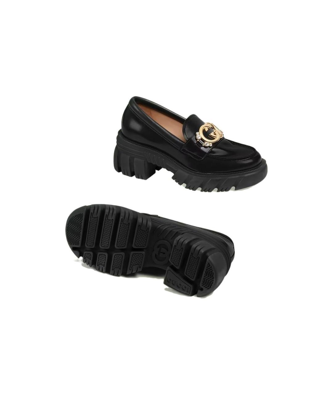 GUCCI Черные кожаные лоферы, фото 5