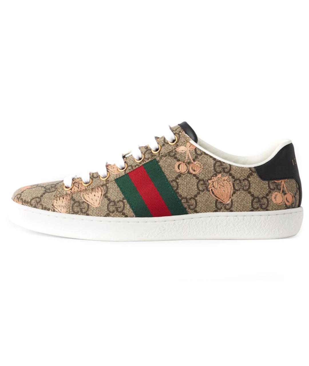GUCCI Бежевые текстильные кроссовки, фото 6