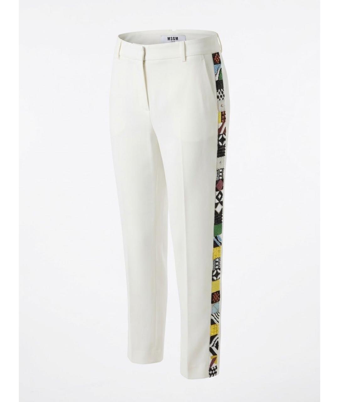 MSGM Белые вискозные прямые брюки, фото 7