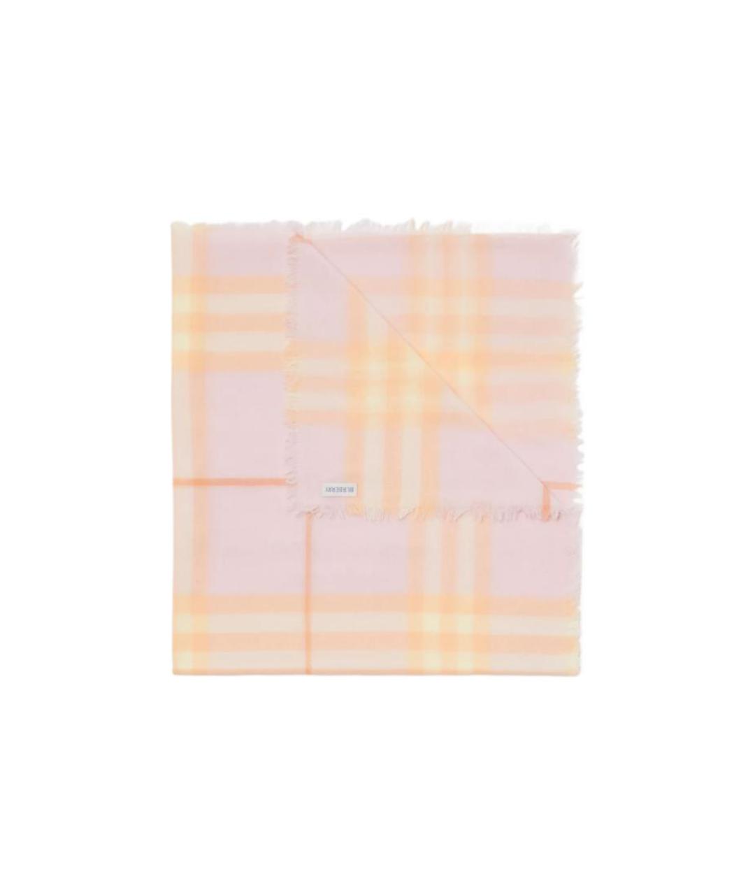 BURBERRY Розовый шерстяной шарф, фото 2