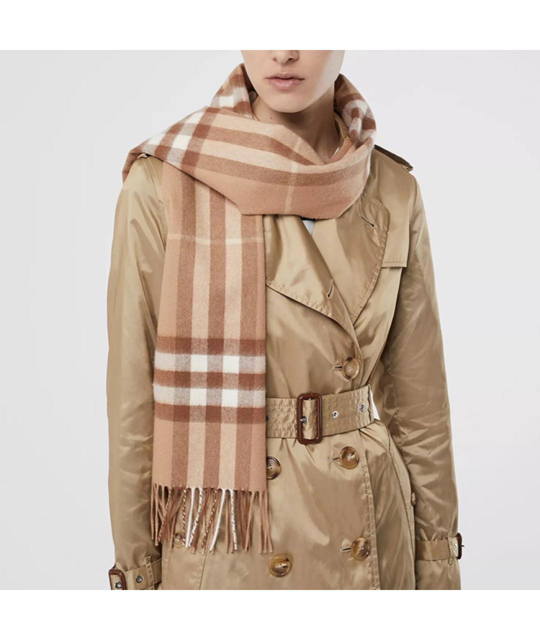 BURBERRY Бежевый кашемировый шарф, фото 3