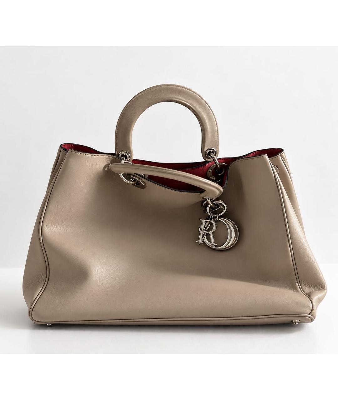 CHRISTIAN DIOR Серая кожаная сумка тоут, фото 5