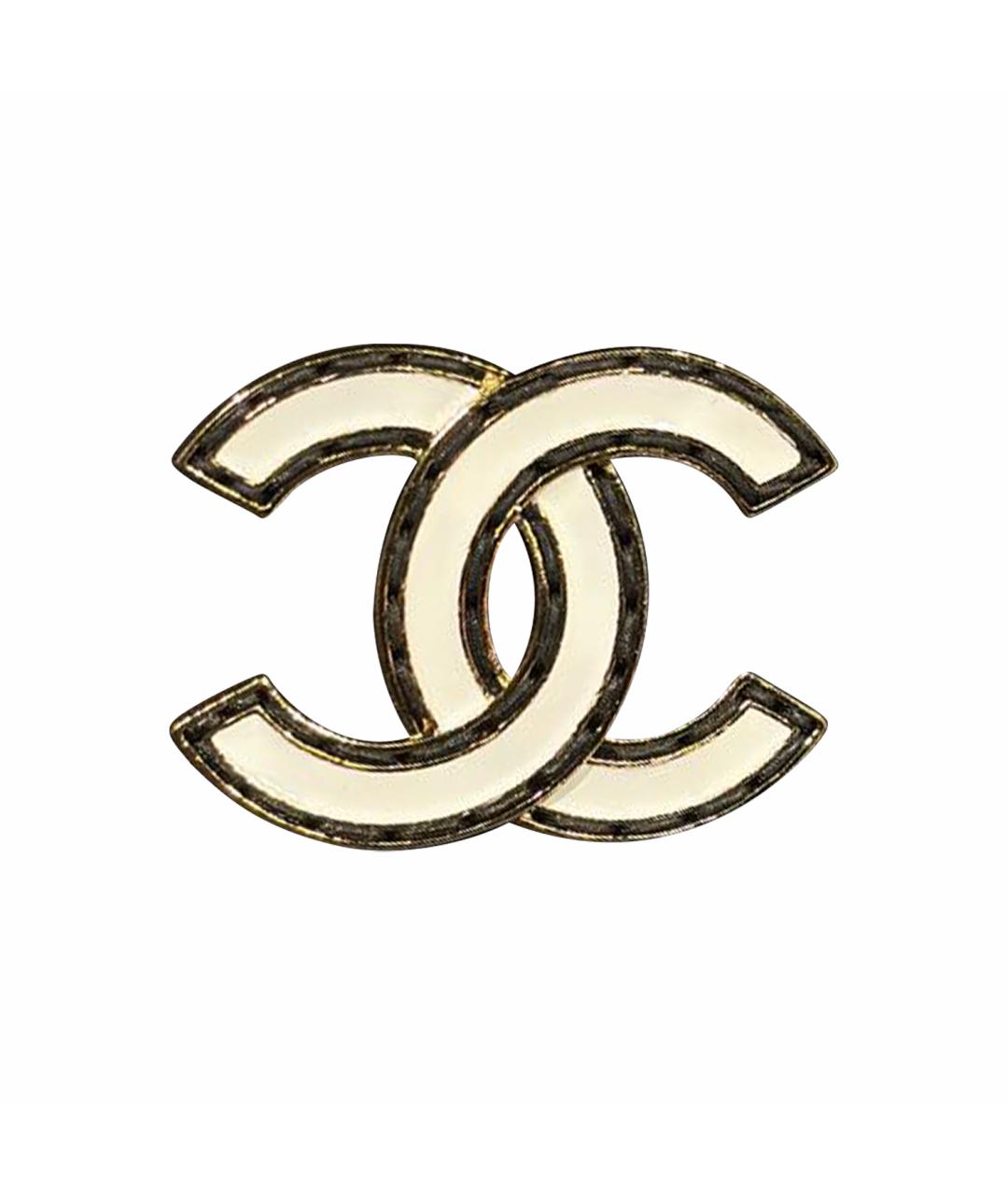 CHANEL Белая металлическая брошь, фото 7