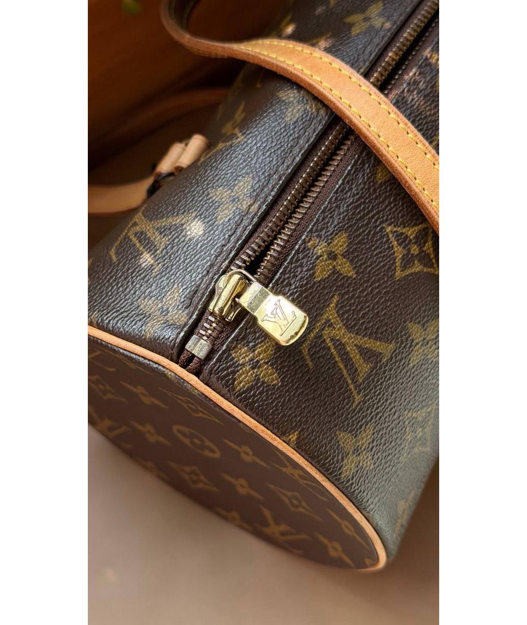 LOUIS VUITTON Коричневая сумка с короткими ручками из канвы, фото 4