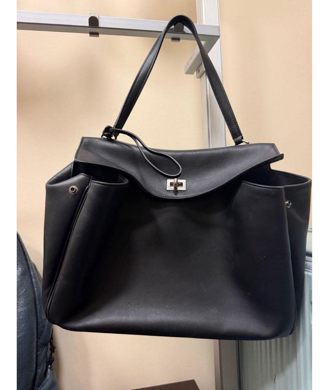 BALENCIAGA Черная кожаная сумка через плечо, фото 4