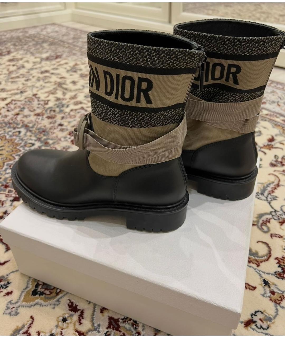 CHRISTIAN DIOR Черные кожаные полусапоги, фото 3