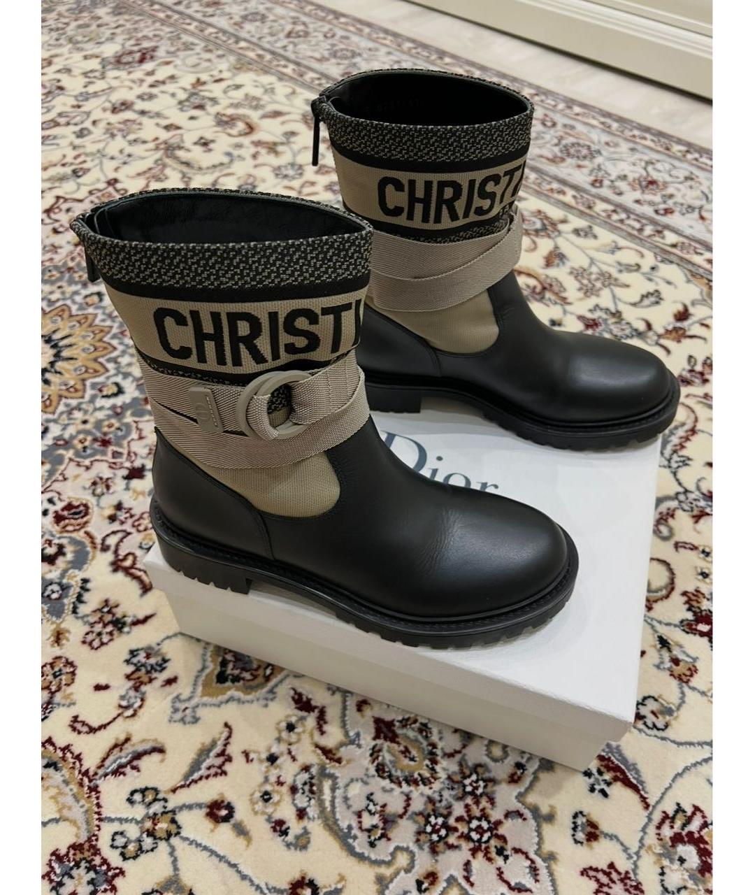 CHRISTIAN DIOR Черные кожаные полусапоги, фото 5