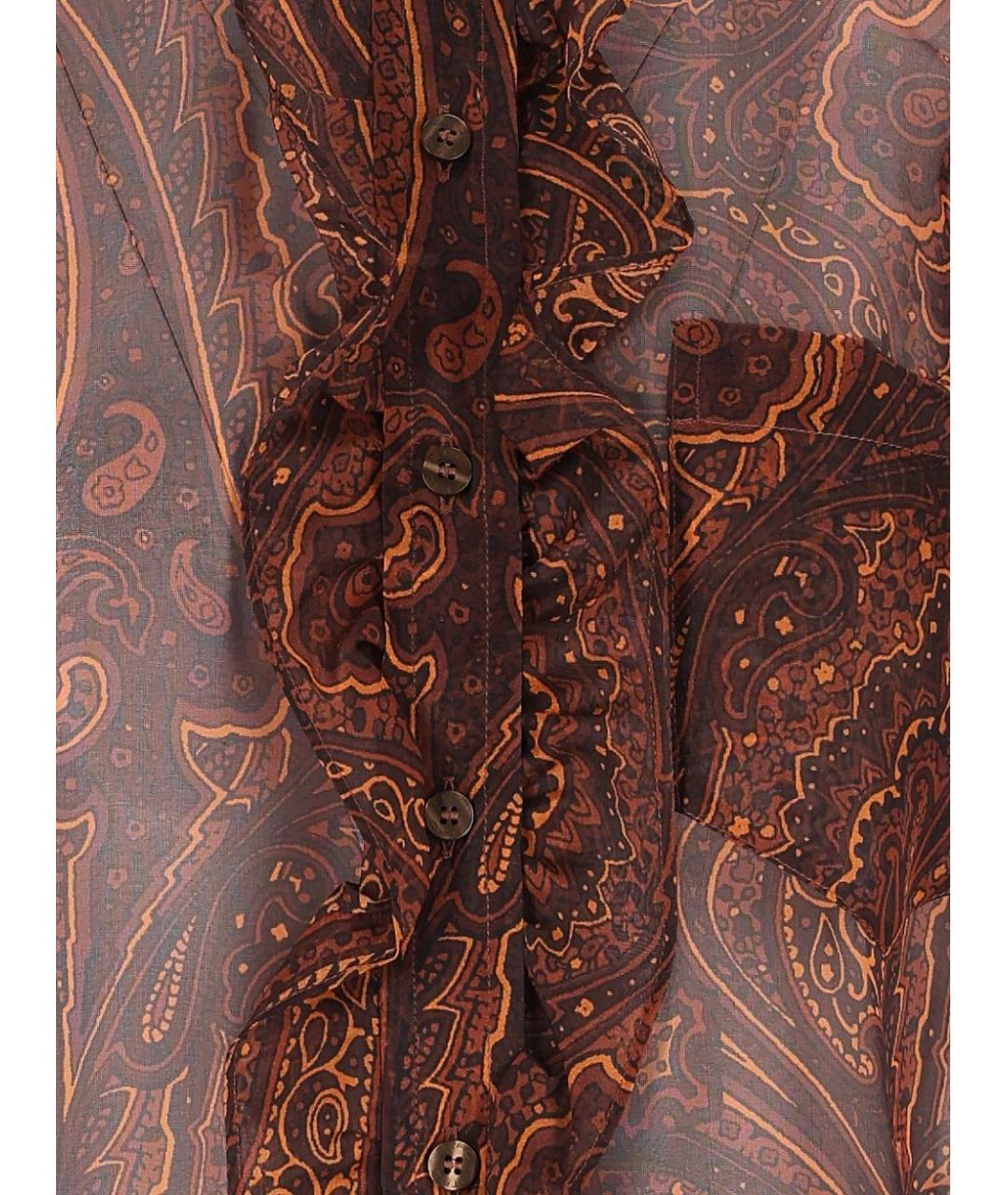 ETRO Коричневая шелковая рубашка, фото 3