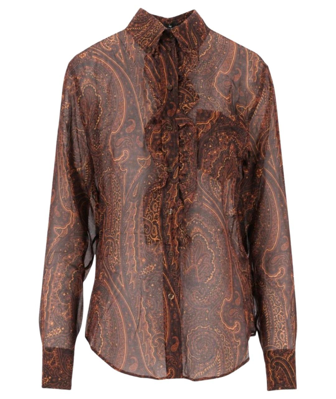 ETRO Коричневая шелковая рубашка, фото 1