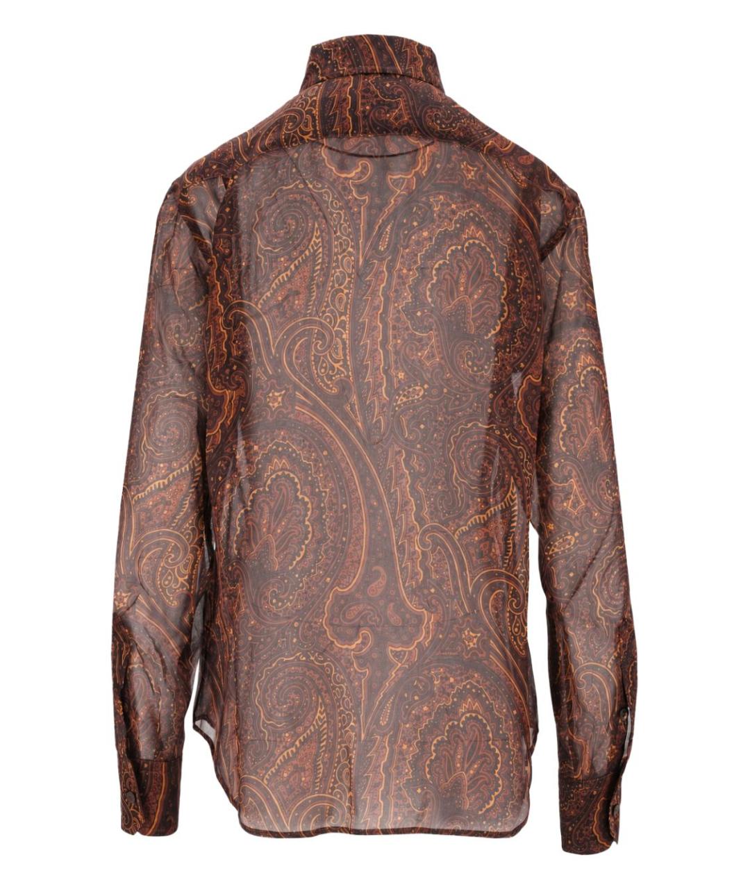 ETRO Коричневая шелковая рубашка, фото 2