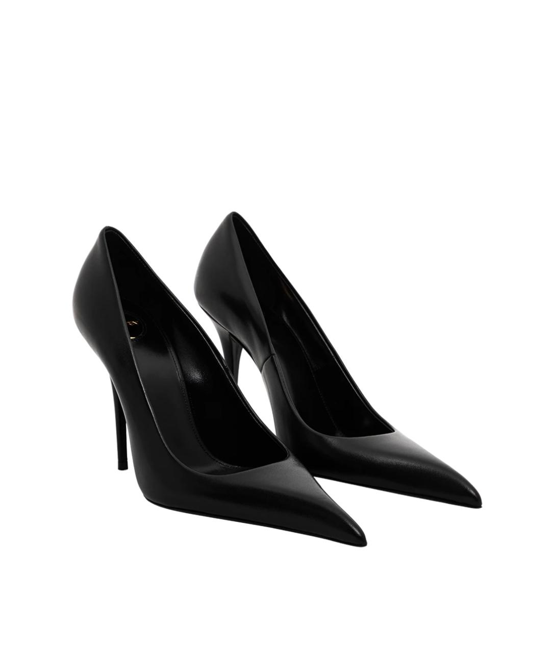 SAINT LAURENT Черные кожаные туфли, фото 3