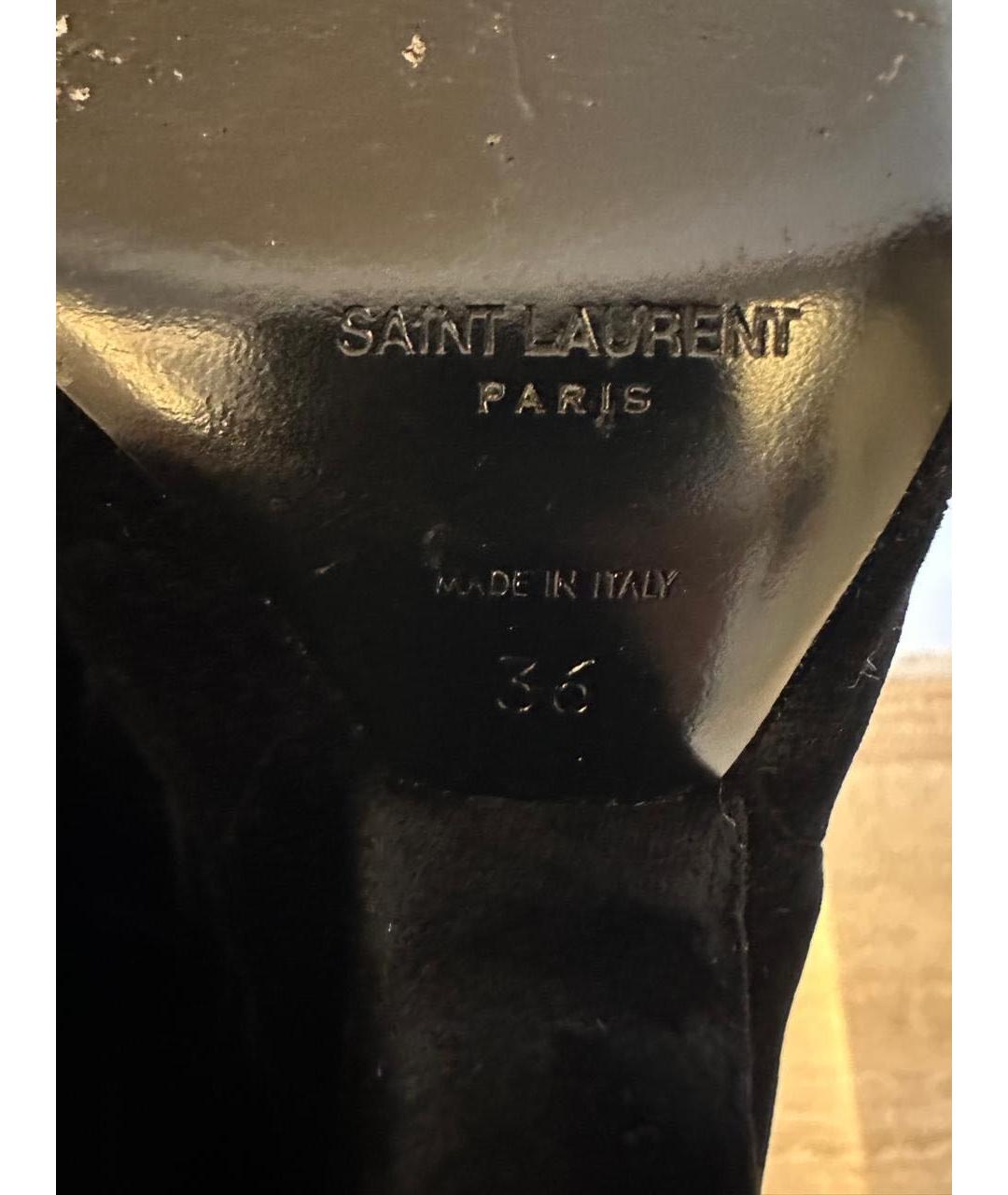 SAINT LAURENT Черные замшевые ботфорты, фото 5