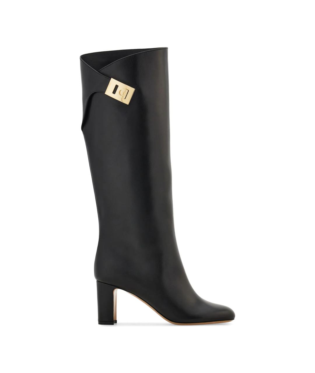 FERRAGAMO Черные кожаные сапоги, фото 6