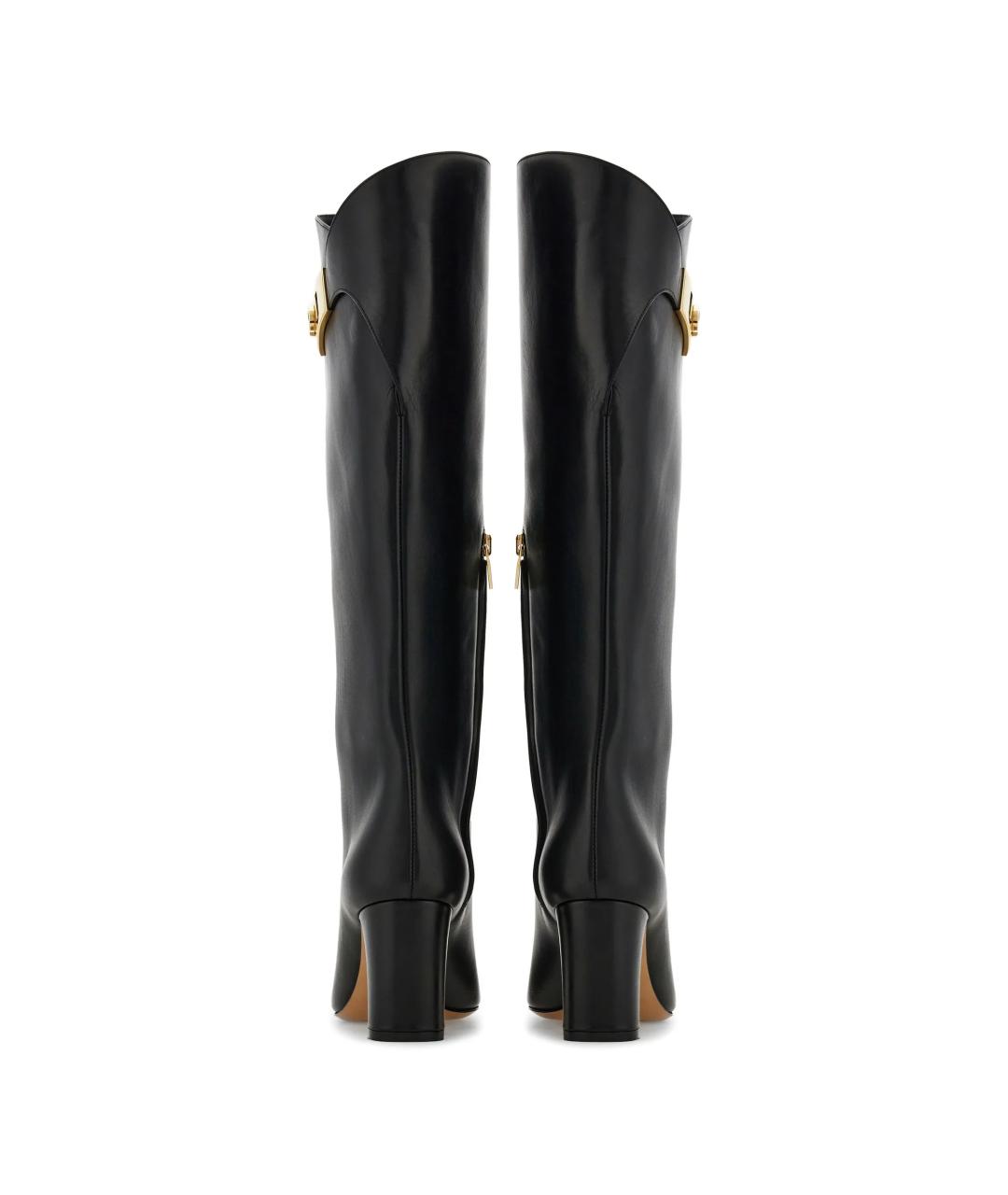 FERRAGAMO Черные кожаные сапоги, фото 4