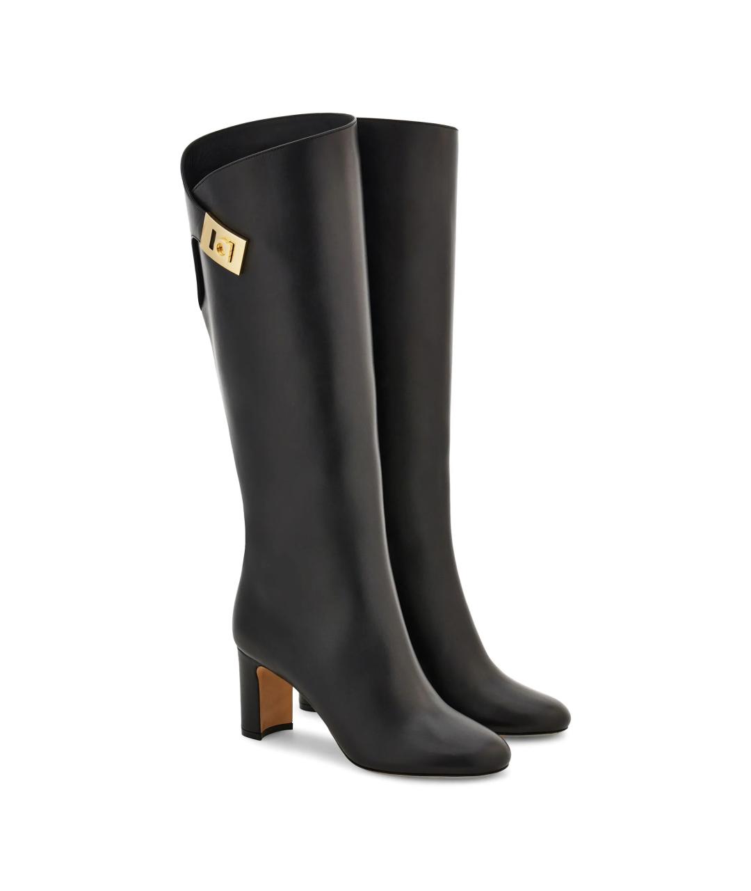 FERRAGAMO Черные кожаные сапоги, фото 2