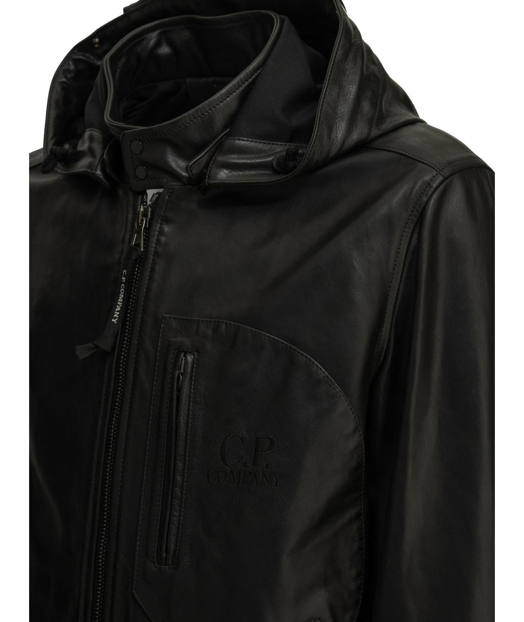 CP COMPANY Черная кожаная куртка, фото 3