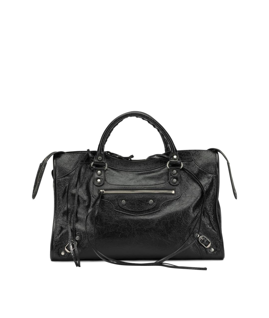 BALENCIAGA Черная кожаная сумка тоут, фото 6