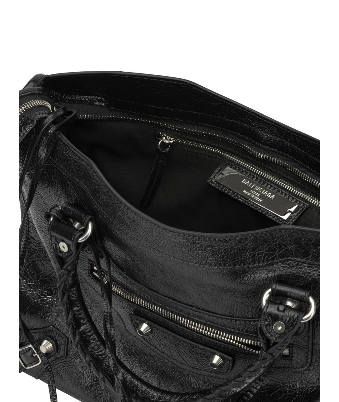 BALENCIAGA Черная кожаная сумка тоут, фото 5
