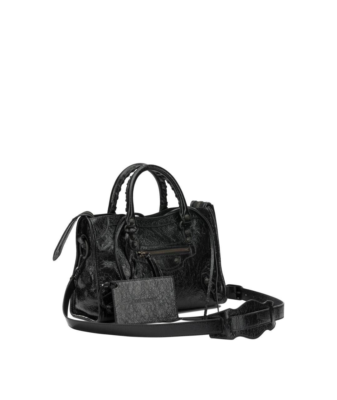 BALENCIAGA Черная кожаная сумка тоут, фото 2