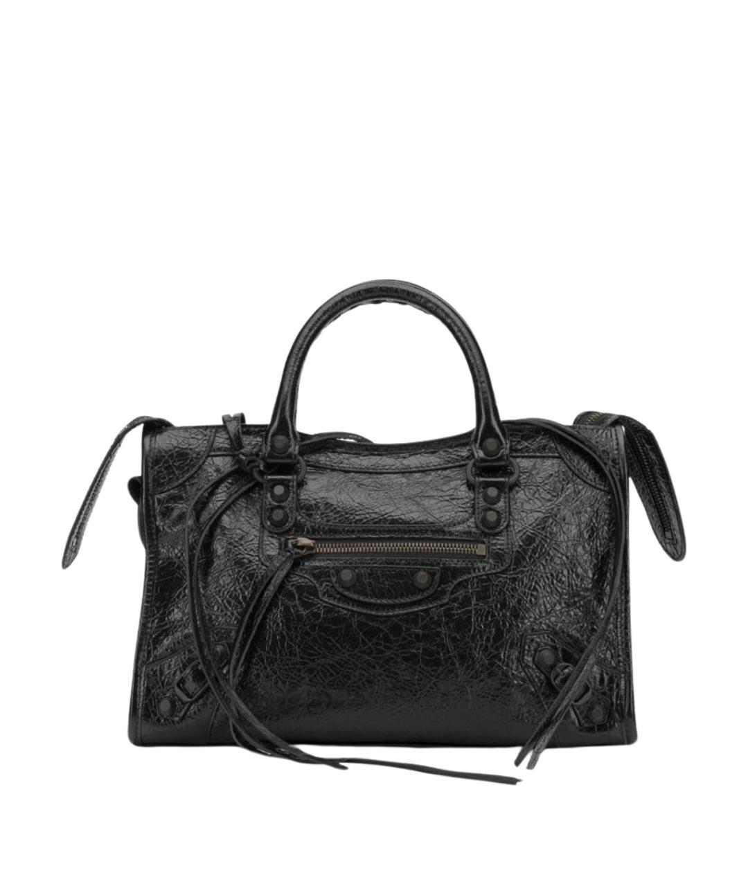 BALENCIAGA Черная кожаная сумка тоут, фото 1
