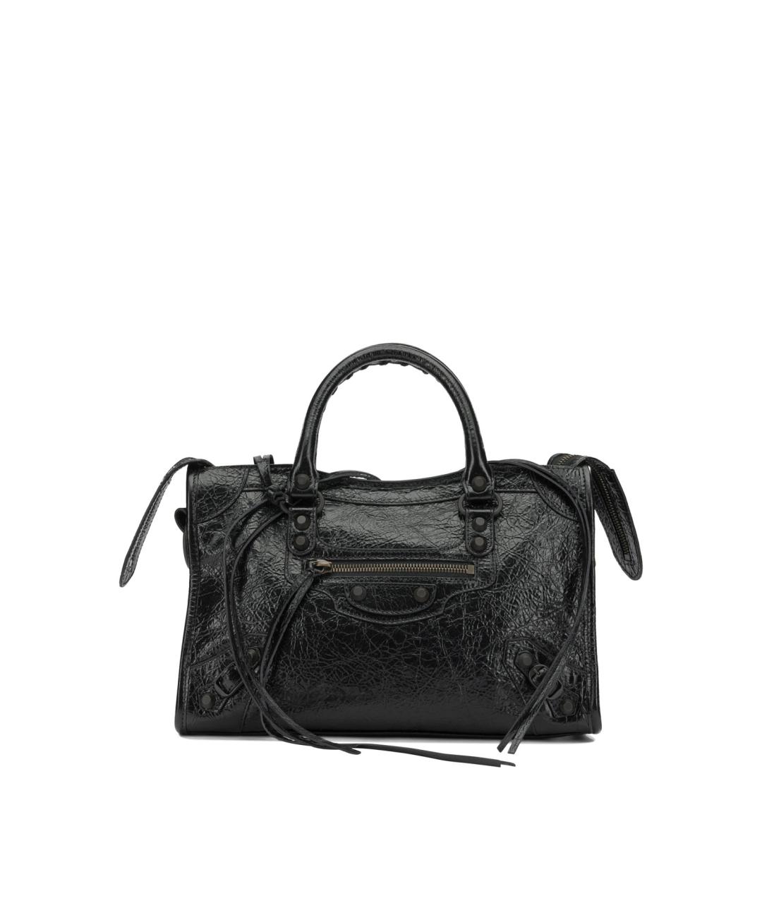 BALENCIAGA Черная кожаная сумка тоут, фото 6