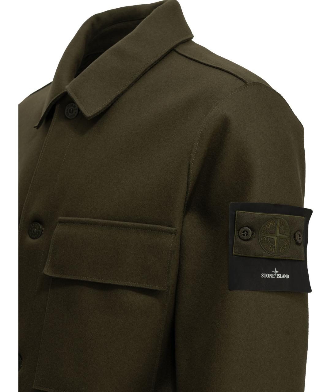 STONE ISLAND Зеленая шерстяная куртка, фото 3