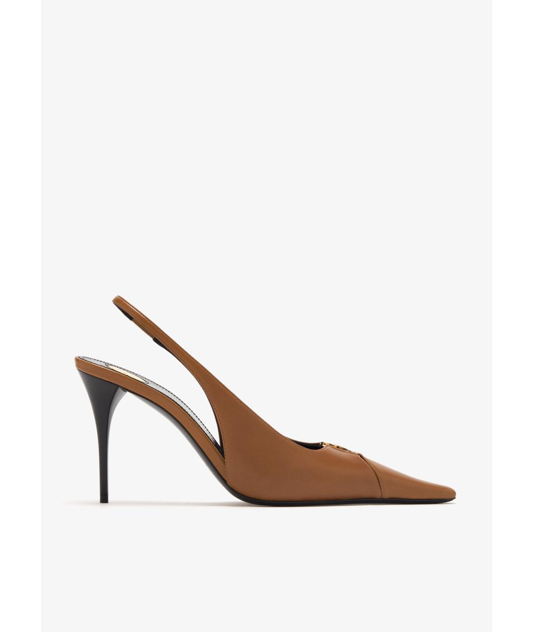 SAINT LAURENT Коричневые кожаные туфли, фото 10