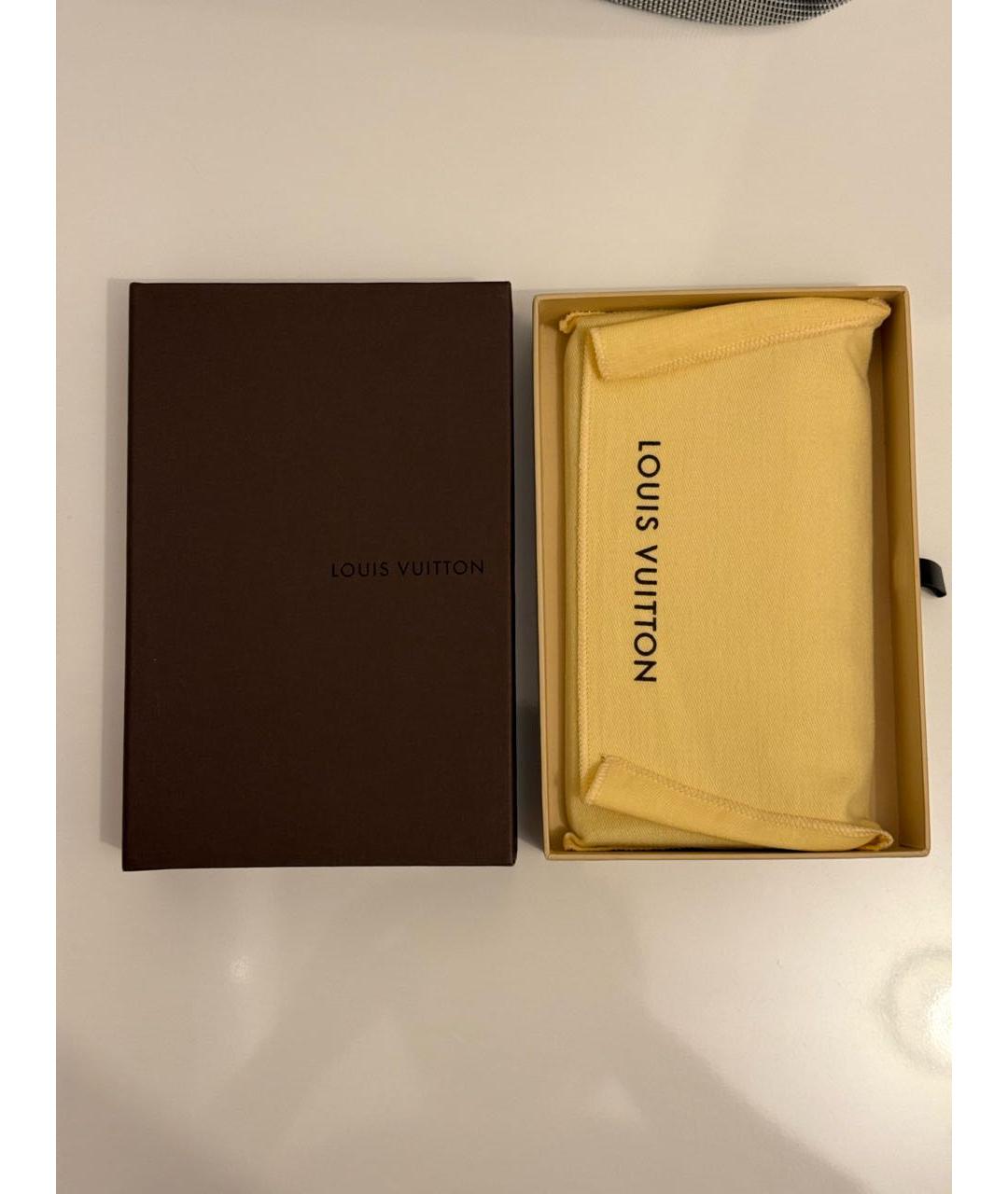 LOUIS VUITTON Коричневый кожаный кошелек, фото 4