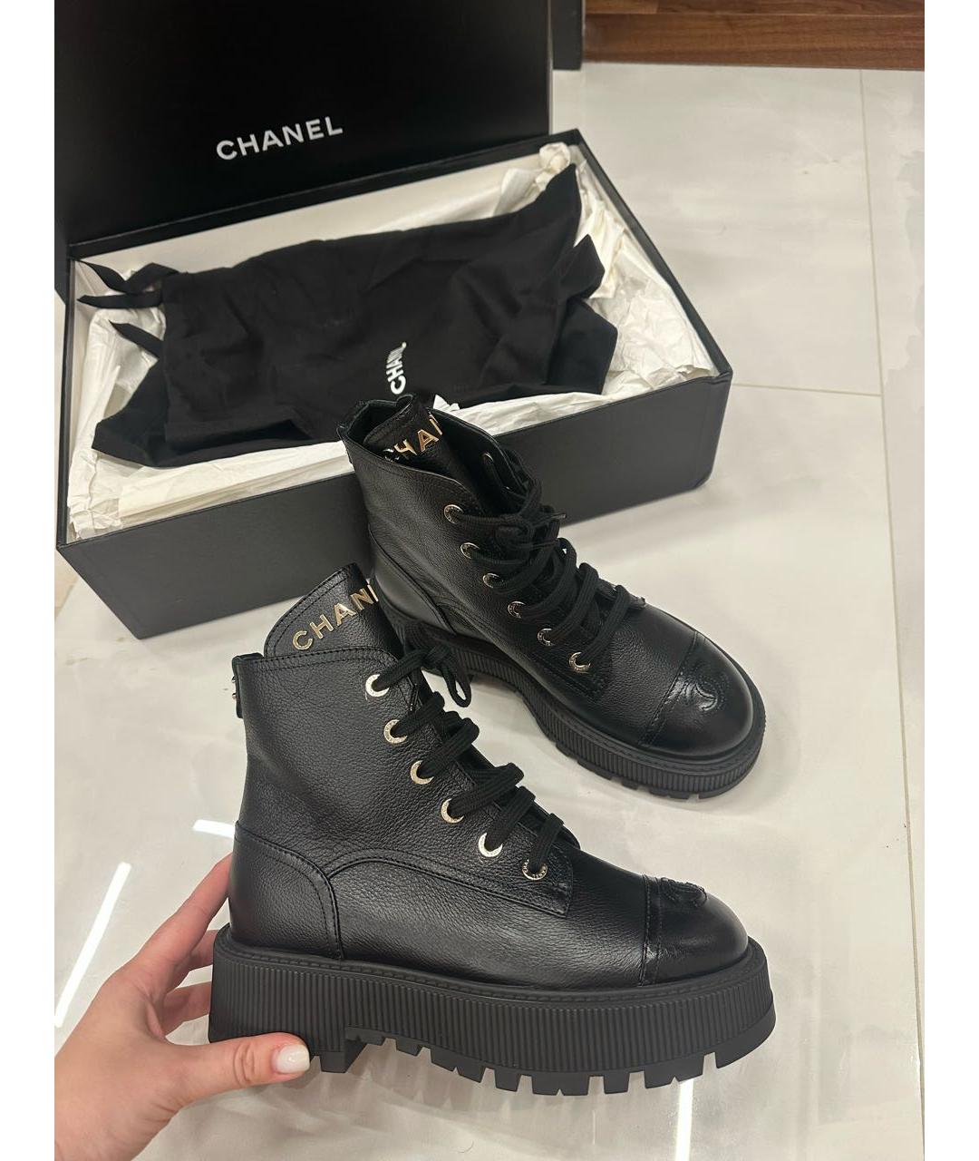 CHANEL Черные кожаные ботинки, фото 9