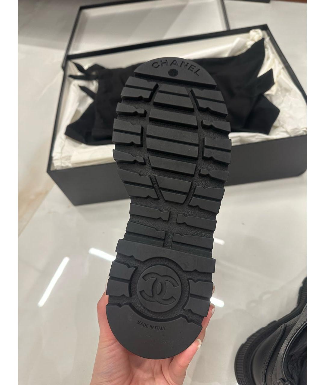 CHANEL Черные кожаные ботинки, фото 5