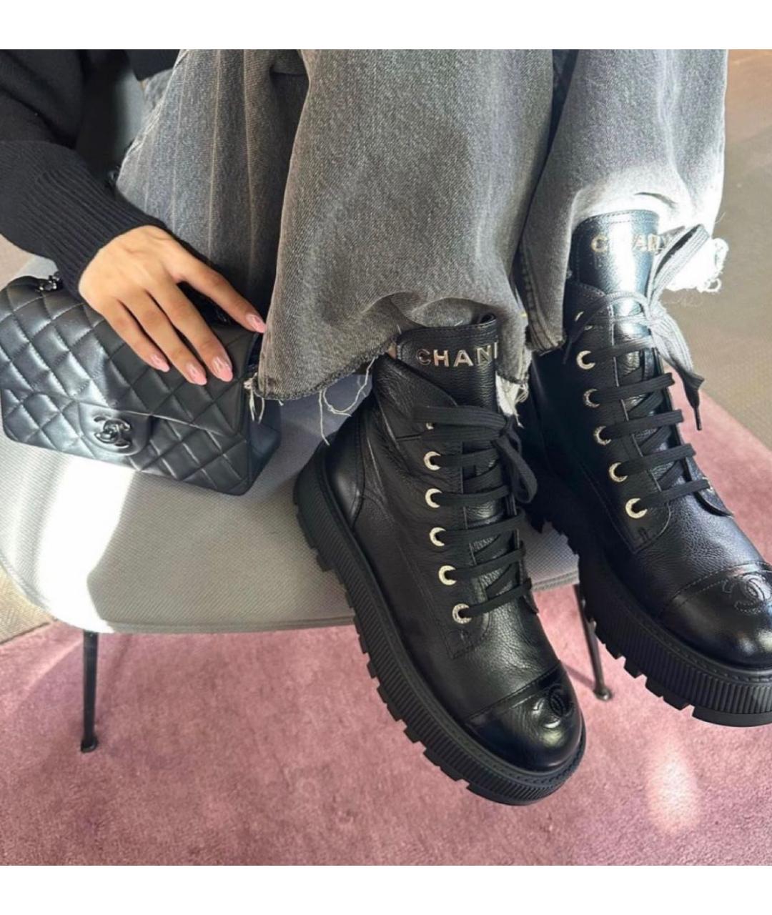 CHANEL Черные кожаные ботинки, фото 8