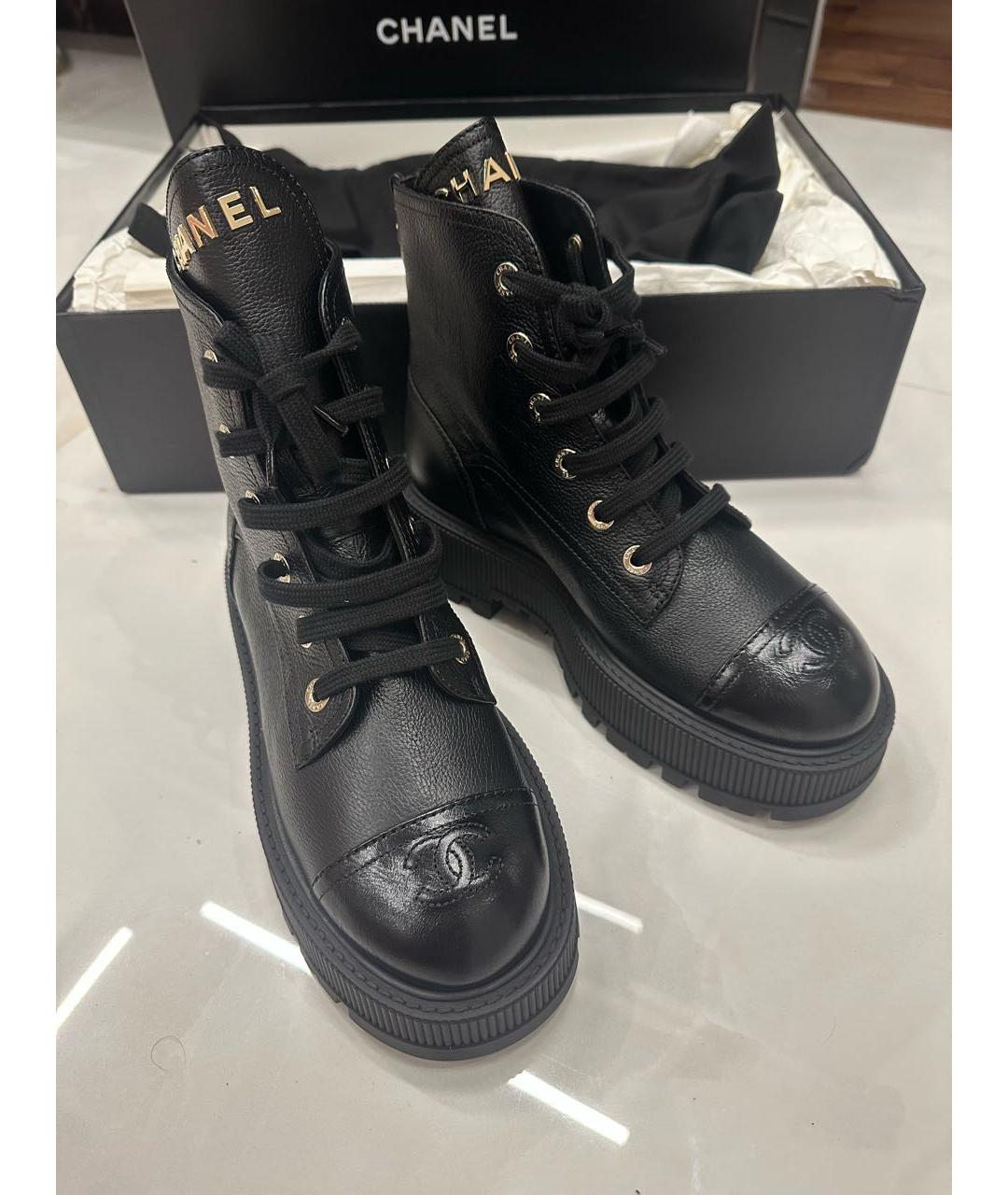 CHANEL Черные кожаные ботинки, фото 2