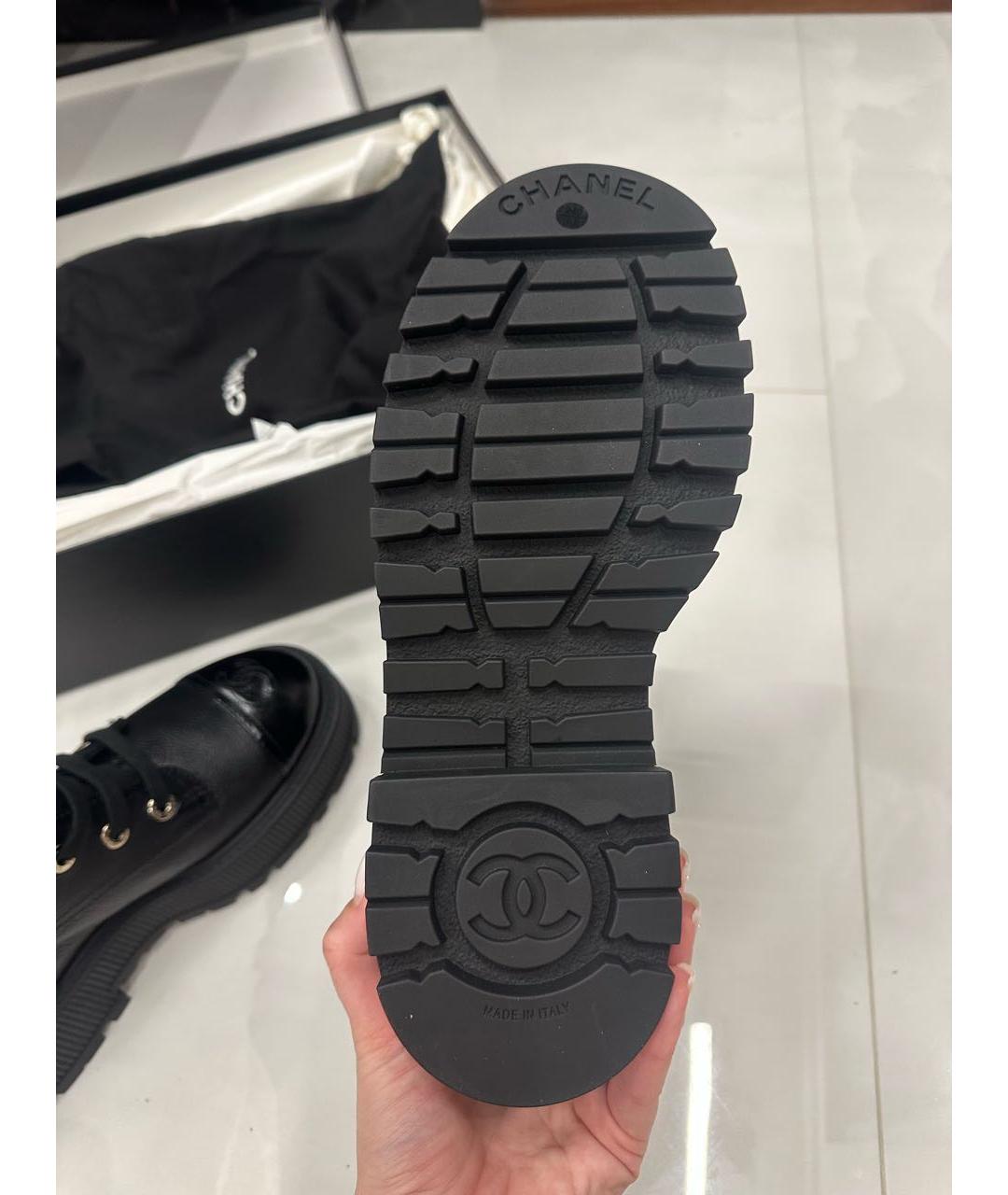 CHANEL Черные кожаные ботинки, фото 6